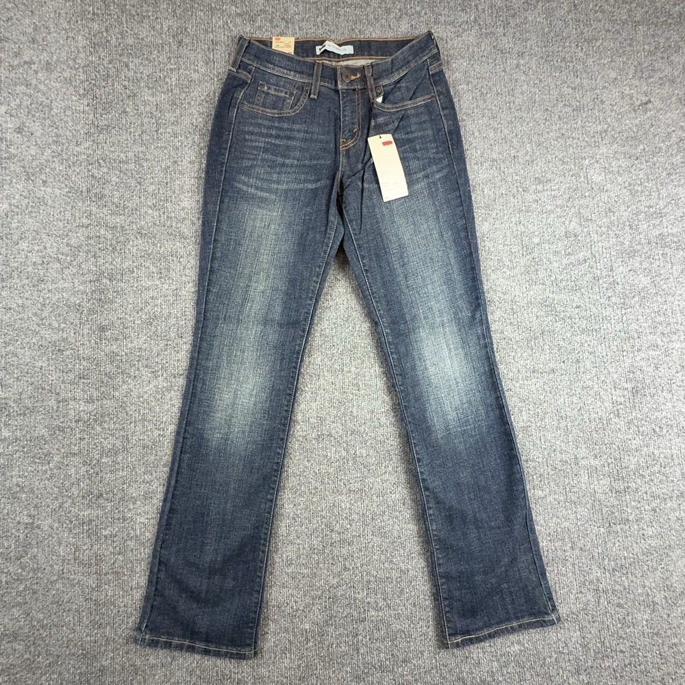 Levi's 505 Straight Jeans Womens 2 Medium Wash Blue Mid Rise Stretch Denim 15505